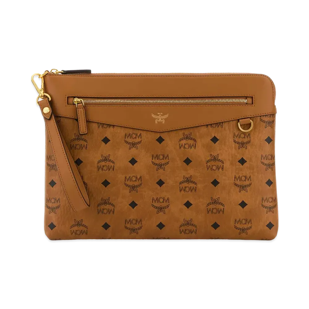 MCM Women's Printed Canvas Clutch "Brown"