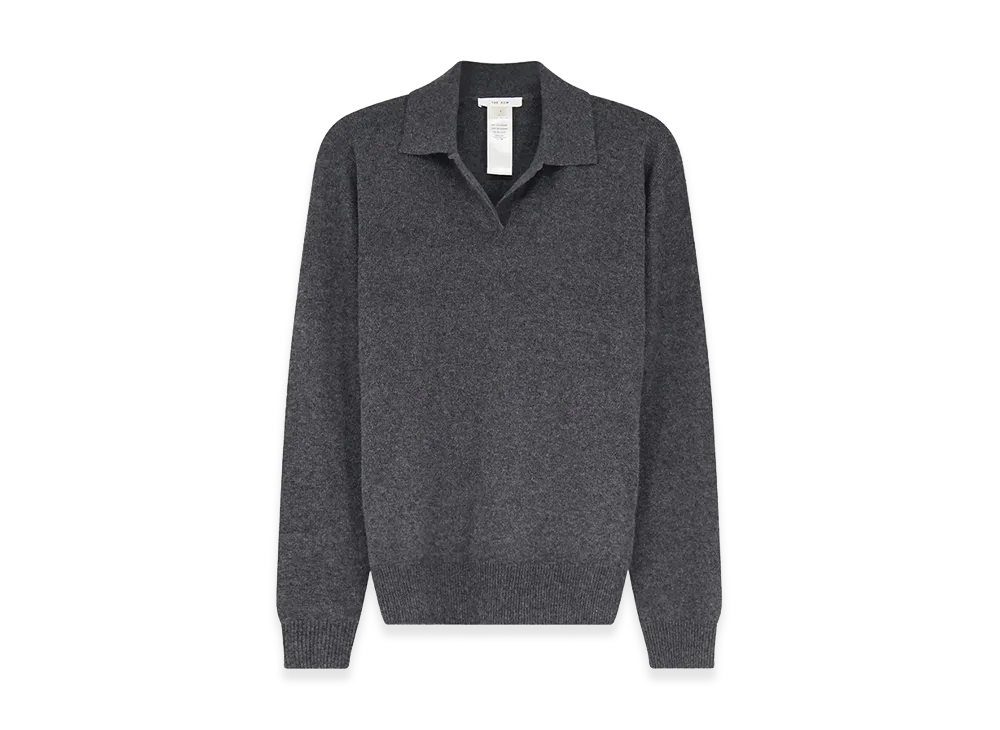 The Row Women's Cashmere Oashi Polo Shirt "Gray/Charcoal"