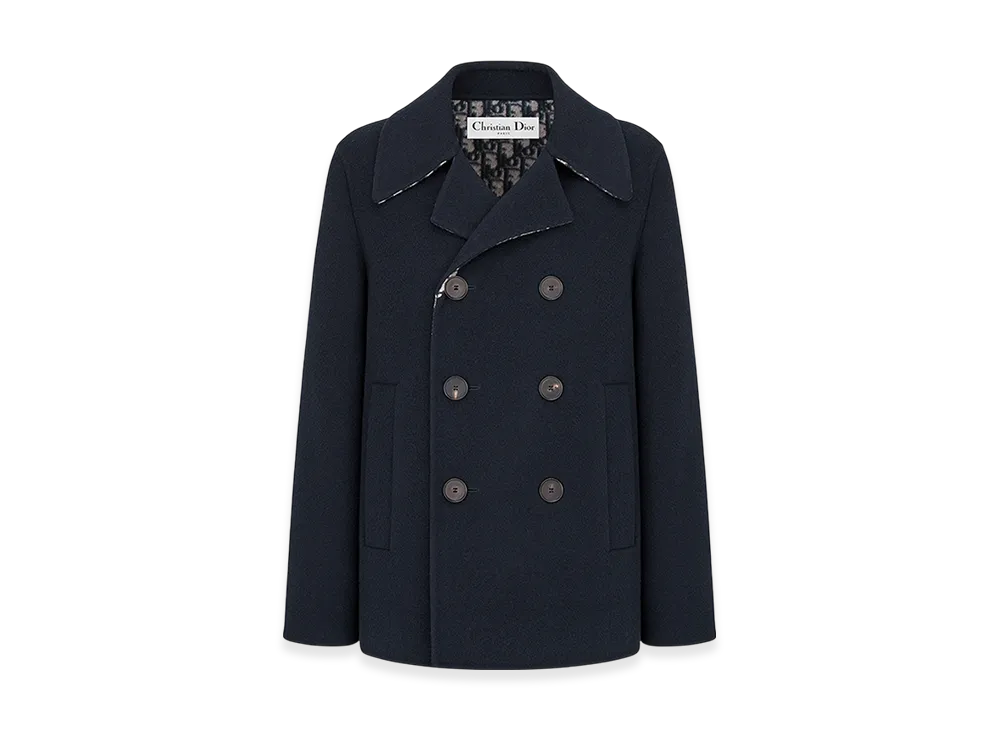Dior Women's Peacoat Double Sided Wool Oblique Interior "Navy Blue"