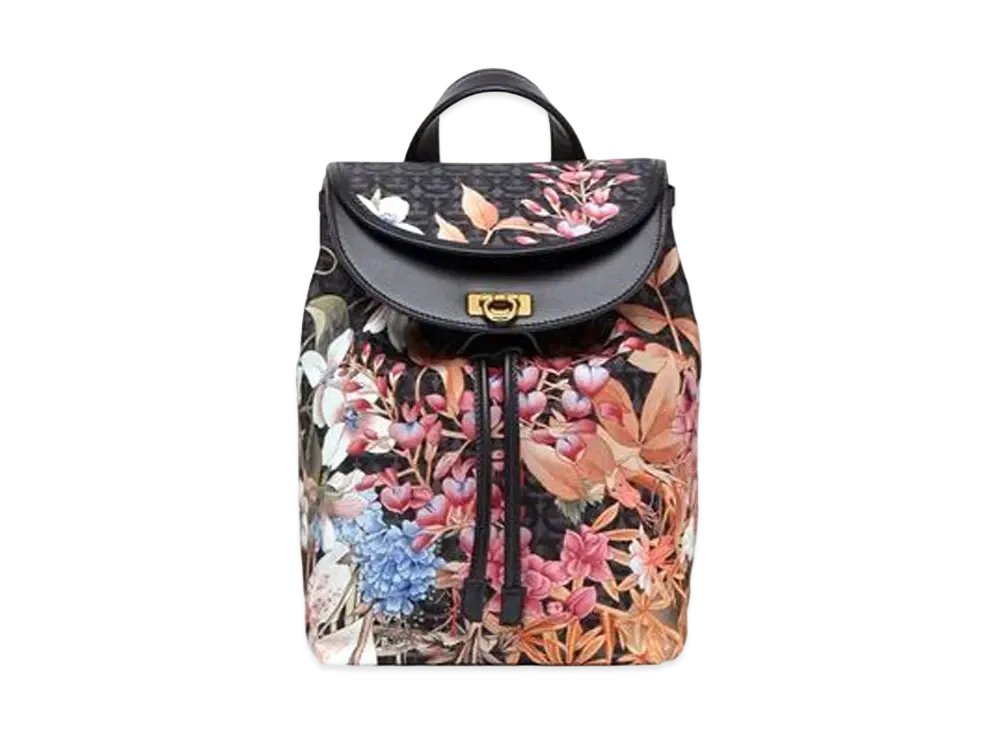 Salvatore Ferragamo Giardino Print Backpack - Econyl Nylon "Black"