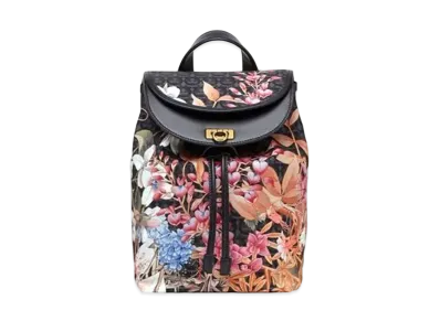 Salvatore Ferragamo Giardino Print Backpack - Econyl Nylon "Black"