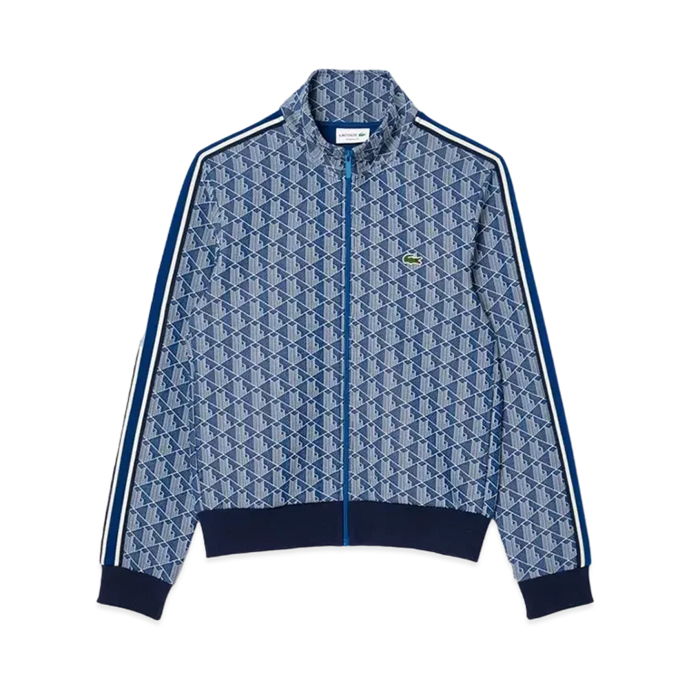 LACOSTE Monogram Jacquard Track Jacket "White/Navy"