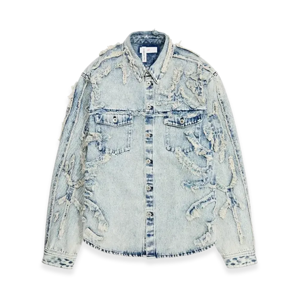 H&M x Glenn Martens Vintage-Like Denim Shirt "Light Denim Blue"