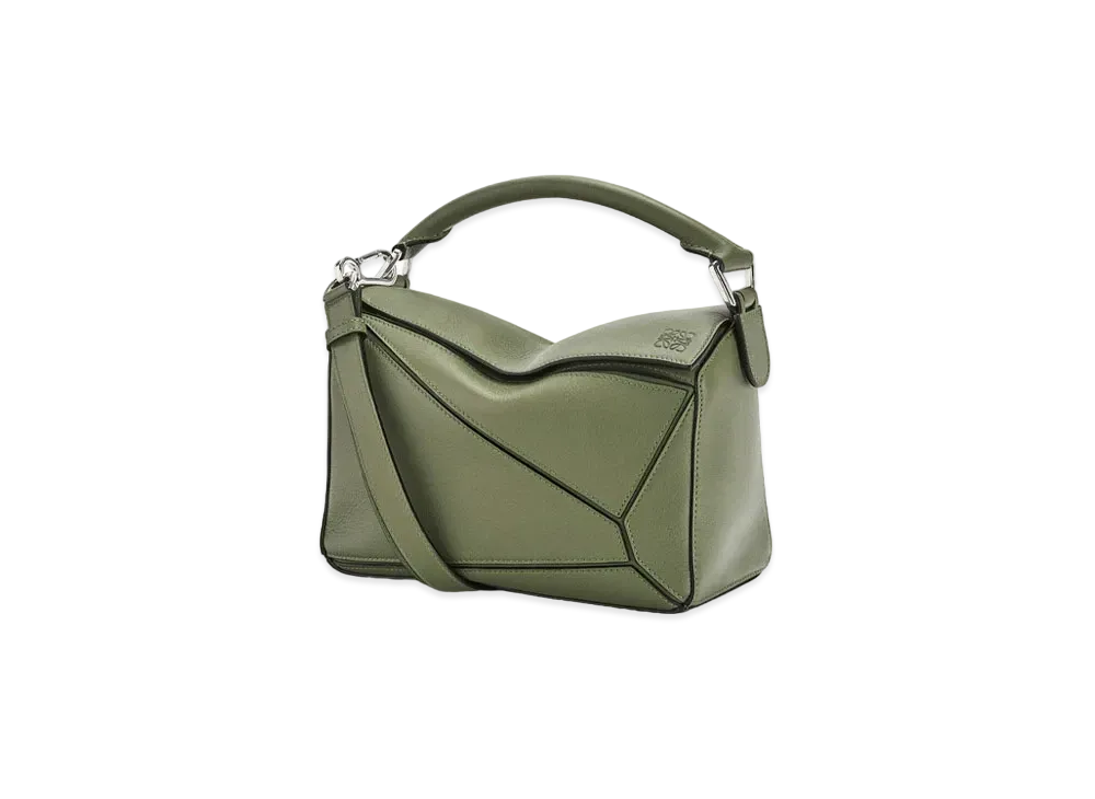 LOEWE Small Puzzle Bag In Classic Calfskin "Avocado Green"