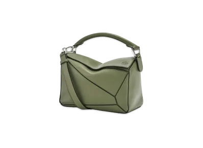 LOEWE Small Puzzle Bag In Classic Calfskin "Avocado Green"