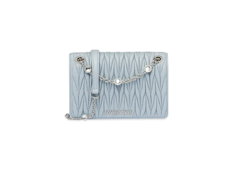 MIU MIU Materassenapa Leather Mini Bag "Sky Blue"