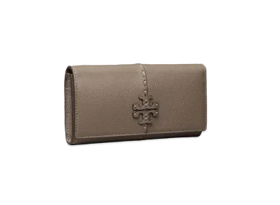 TORY BURCH Mac Glow Envelope Wallet "Silver Maple"