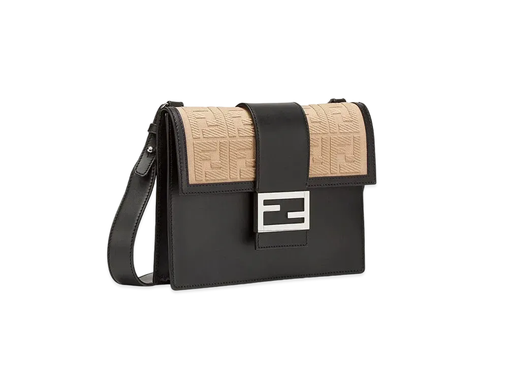 FENDI Flat Baguette Leather Bag "Black"