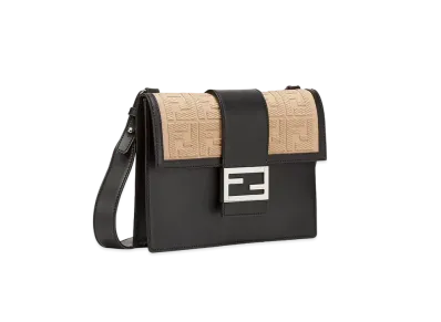 FENDI Flat Baguette Leather Bag "Black"
