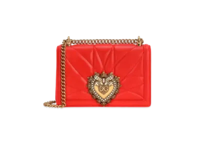 Dolce&Gabbana Devotion Crossbody Bag Medium Matrasse Nappa "Orange"