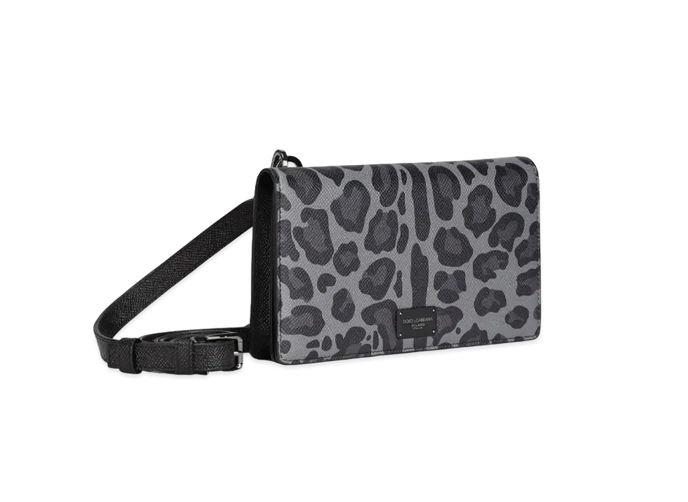 ドルチェ＆ガッバーナ クロスボディウォレット ドフィーヌ カーフスキン グレーンベース レオパードプリント "マルチカラー" BP3008AZ657HJILJ