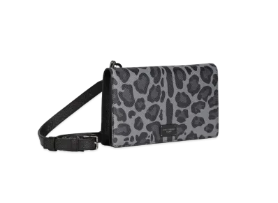 Dolce&Gabbana Crossbody Wallet Dauphine Calfskin Grain Base Leopard Print "Multicolor"