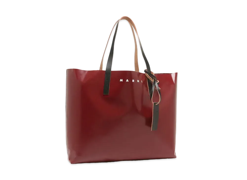 Marni Pop Pois Print PVC Shopping Bag with Calfskin Handles