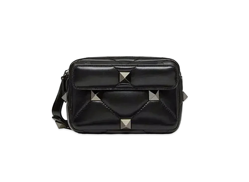 Valentino Roman Studs Nappa Leather Small Crossbody Bag "Black"