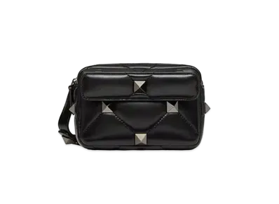 Valentino Roman Studs Nappa Leather Small Crossbody Bag "Black"