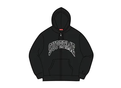 Supreme Cracked Raglan Zip Up Hooded Sweatshirt "Black"