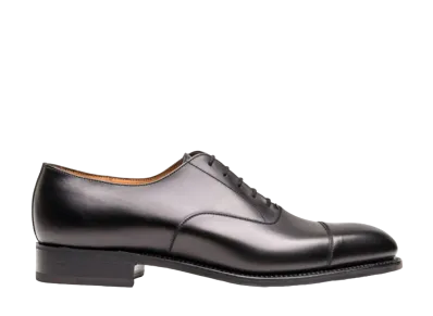 J.M.Weston Cap Toe Oxford Shoe #300 D Box Calf "Black" 111110130010 Single Leather Sole