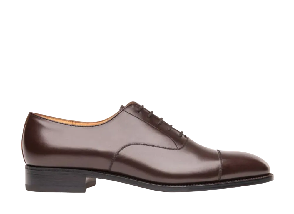 J.M.Weston Cap Toe Oxford Shoe #300 D Box Calf "Dark Brown" 111115430010 Single Leather Sole