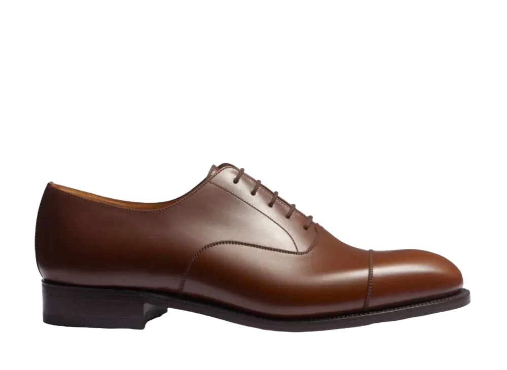 J.M.Weston Cap Toe Oxford Shoe #300 D Box Calf "Tan Brown" 111118230010 Single Leather Sole