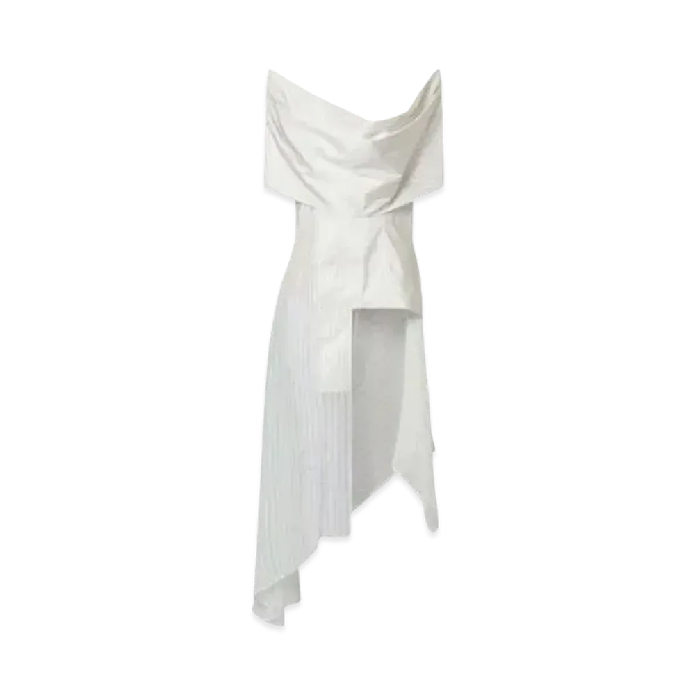 Louis Vuitton Pinstripe Silk Cowl Neck Top "Blanc"