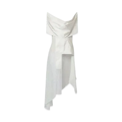 Louis Vuitton Pinstripe Silk Cowl Neck Top "Blanc"
