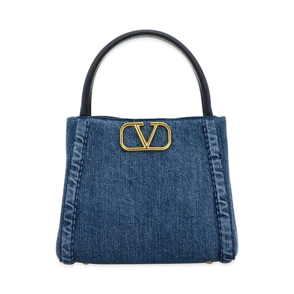 Valentino Women's Denim Small Alltime Handbag "Blue"