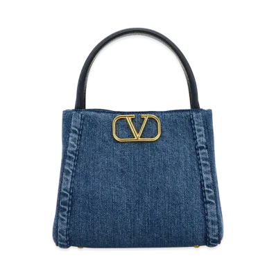 Valentino Women's Denim Small Alltime Handbag "Blue"