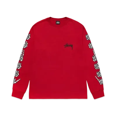 Stussy Hands LS Tee "Dark Red"