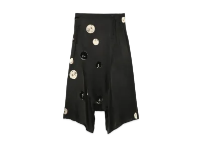 Yohji Yamamoto Y's LES ARTS GRAPHIQUES Cu/SATIN DOT BLEACH+FLOCKING WASIT STRING SAROUEL PANTS "Black"