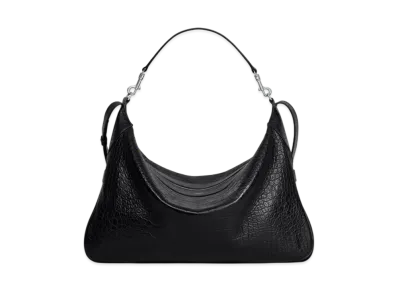 CELINE Large Strap Romy in Crocodile Embossed Deerskin "Black"