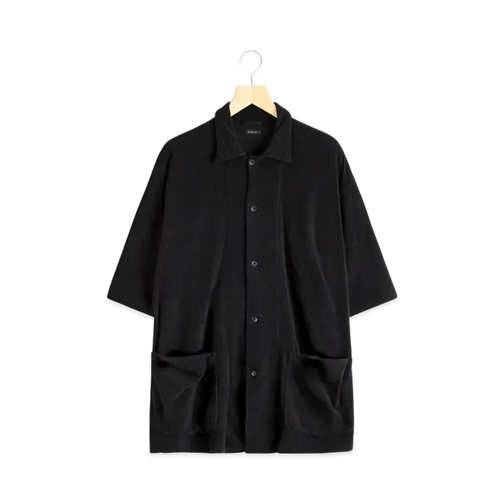 COMOLI C/Ca Pile Short Sleeve Shirt "Black"