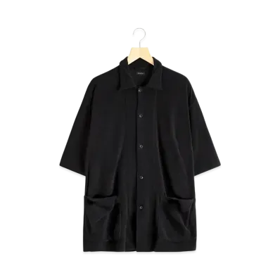 COMOLI C/Ca Pile Short Sleeve Shirt "Black"