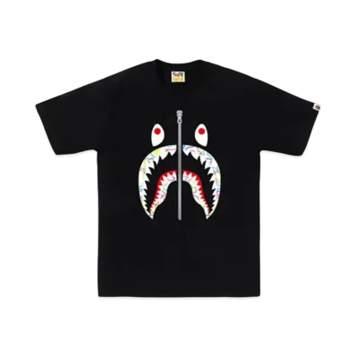 A BATHING APE Neon Camo Shark Tee "Black"
