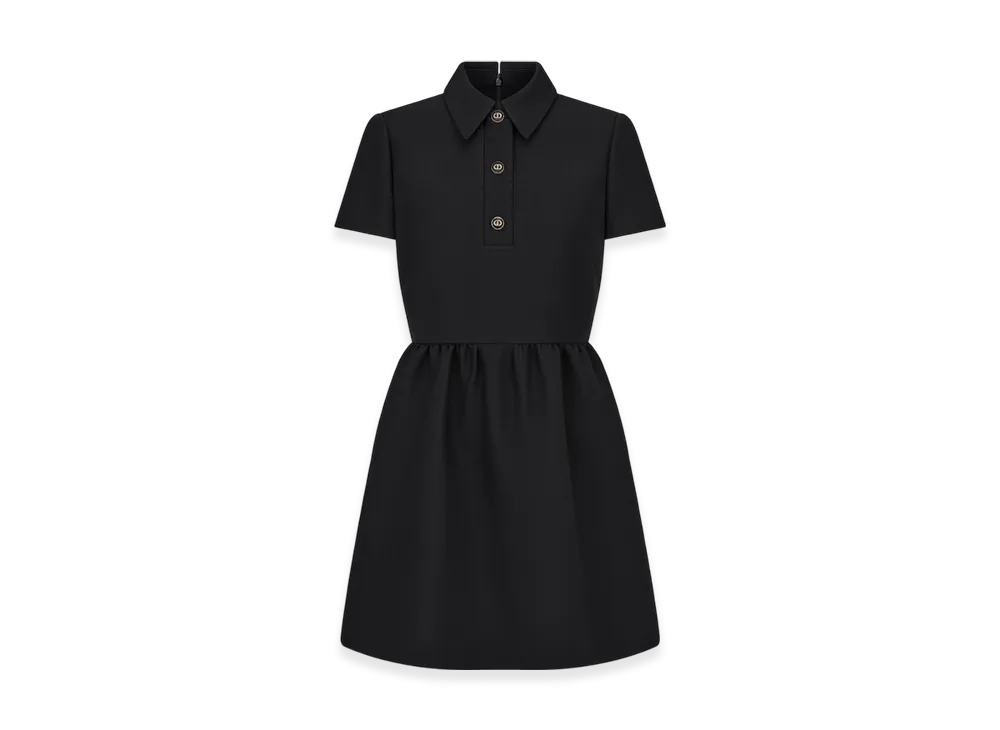 Dior Women's CD Button Fitted Dress Wool Silk "Black"