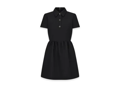 Dior Women's CD Button Fitted Dress Wool Silk "Black"
