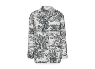 Dior Women's Chez Moi Shirt Silk Twill "White/Navy Blue"