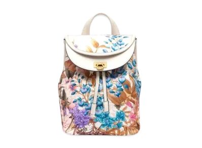 Salvatore Ferragamo Giardino Print Backpack - Econyl Nylon "Bone"