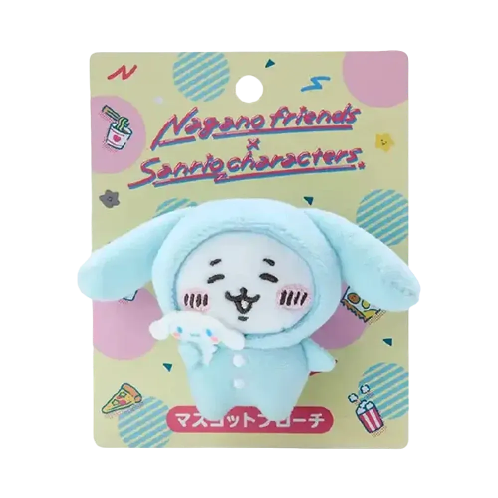 Sanrio -Chiikawa- Nagano Friends x Sanrio Characters Mascot Brooch (Chiikawa x Cinnamoroll)