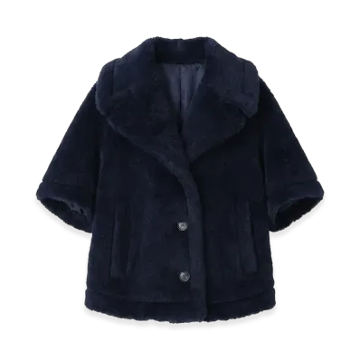 Max Mara Women's Corvino1 Teddy Bear Poncho "Ultramarine"