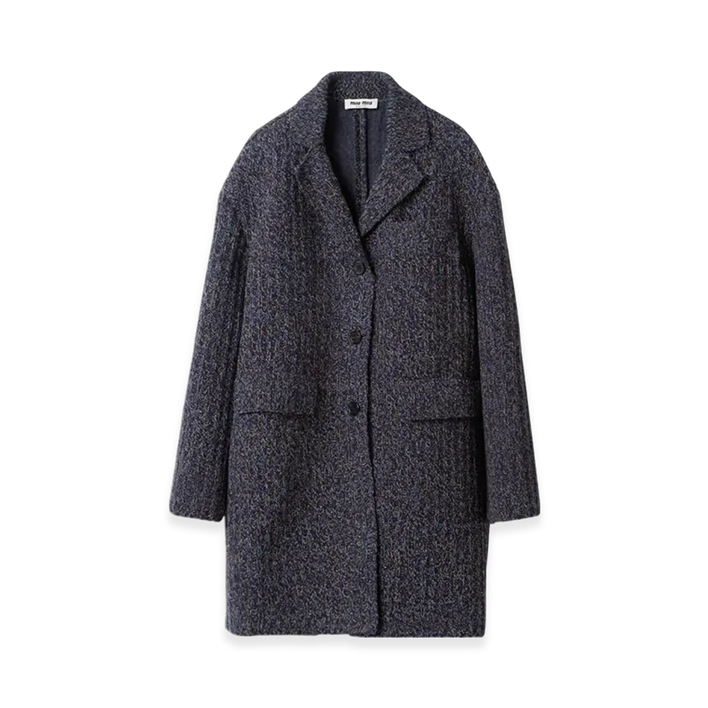 MIU MIU Women's Wool and Cotton Coat "Navy"