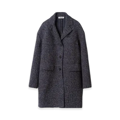 MIU MIU Women's Wool and Cotton Coat "Navy"