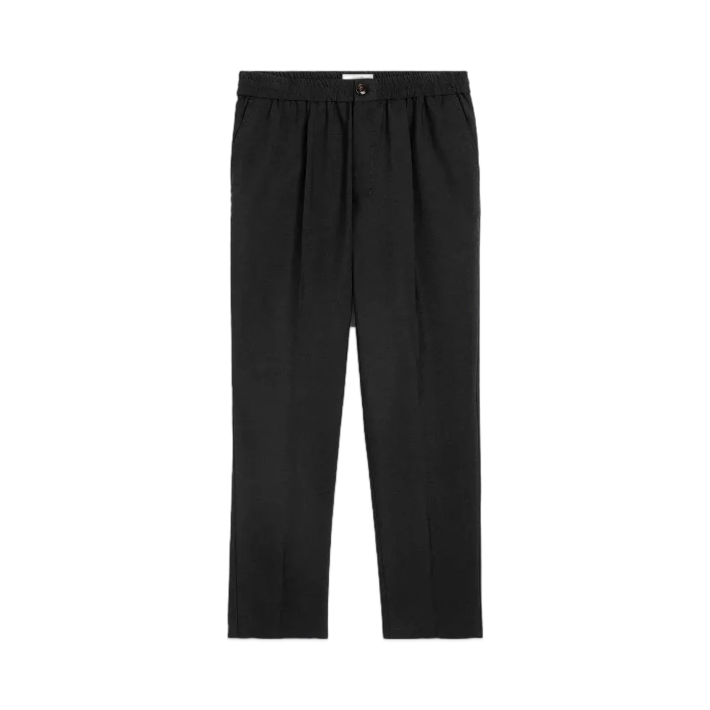 AMI PARIS Wool Canvas Elastic Waist Pants "Black"