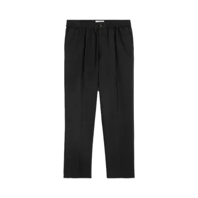 AMI PARIS Wool Canvas Elastic Waist Pants "Black"