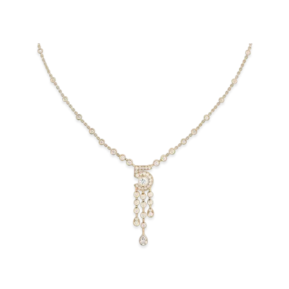 CHANEL Eternal N5 Necklace 18K Beige Gold Diamonds