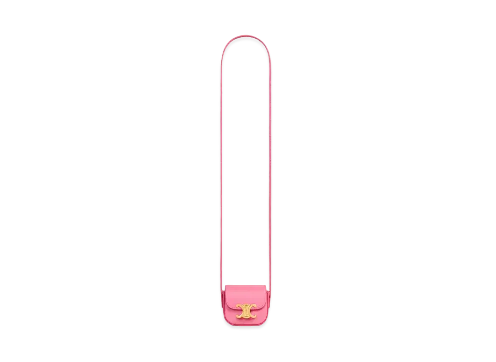 CELINE Airpods Case with Strap in Shiny Calfskin "Flamingo"