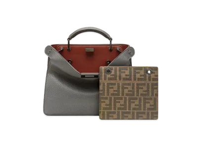 FENDI Peekaboo I See U Small Leather Bag "Gray"