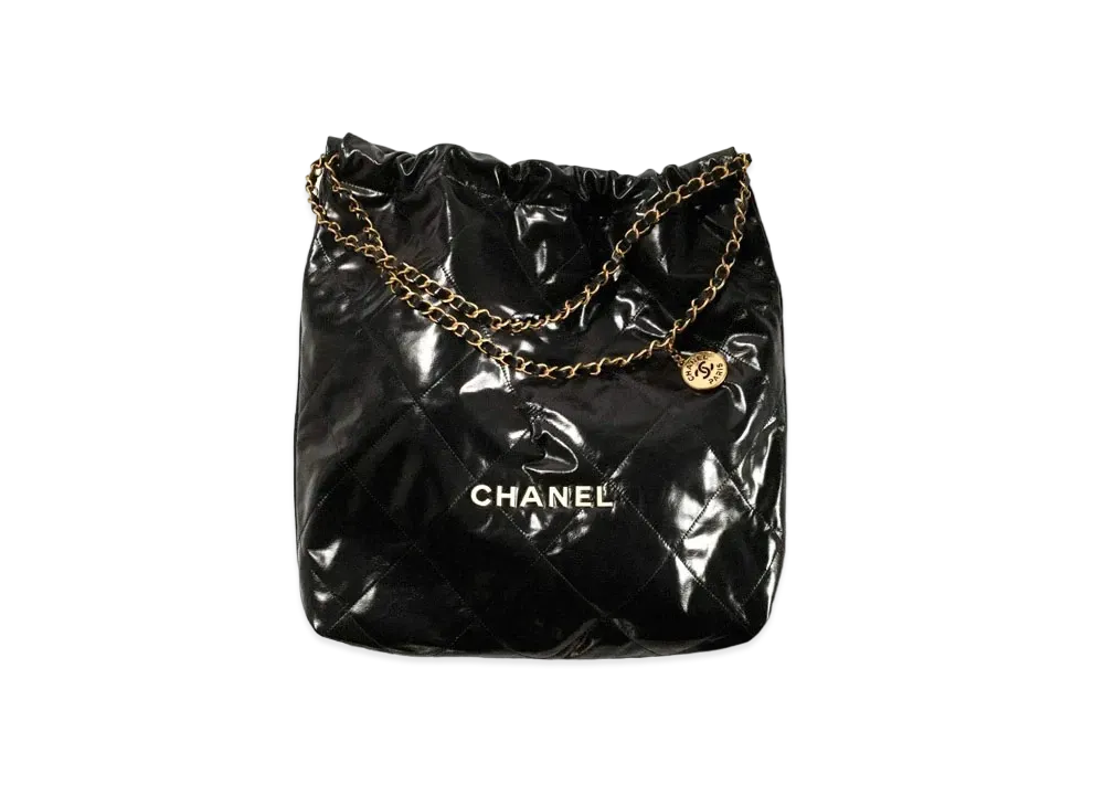 CHANEL 22 Large Hand Bag Shiny Calfskin "Black"