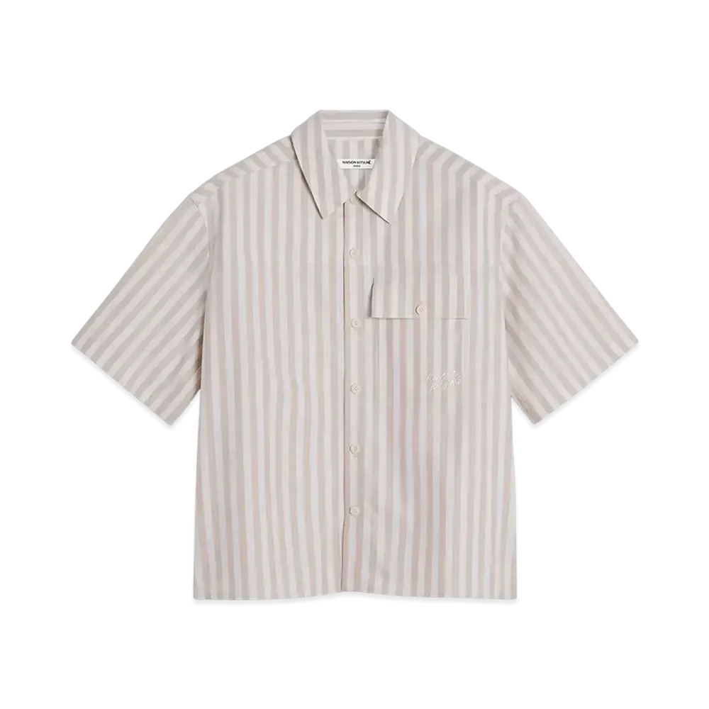 Maison Kitsune Short Sleeve Over Shirt "Cork Stripe"