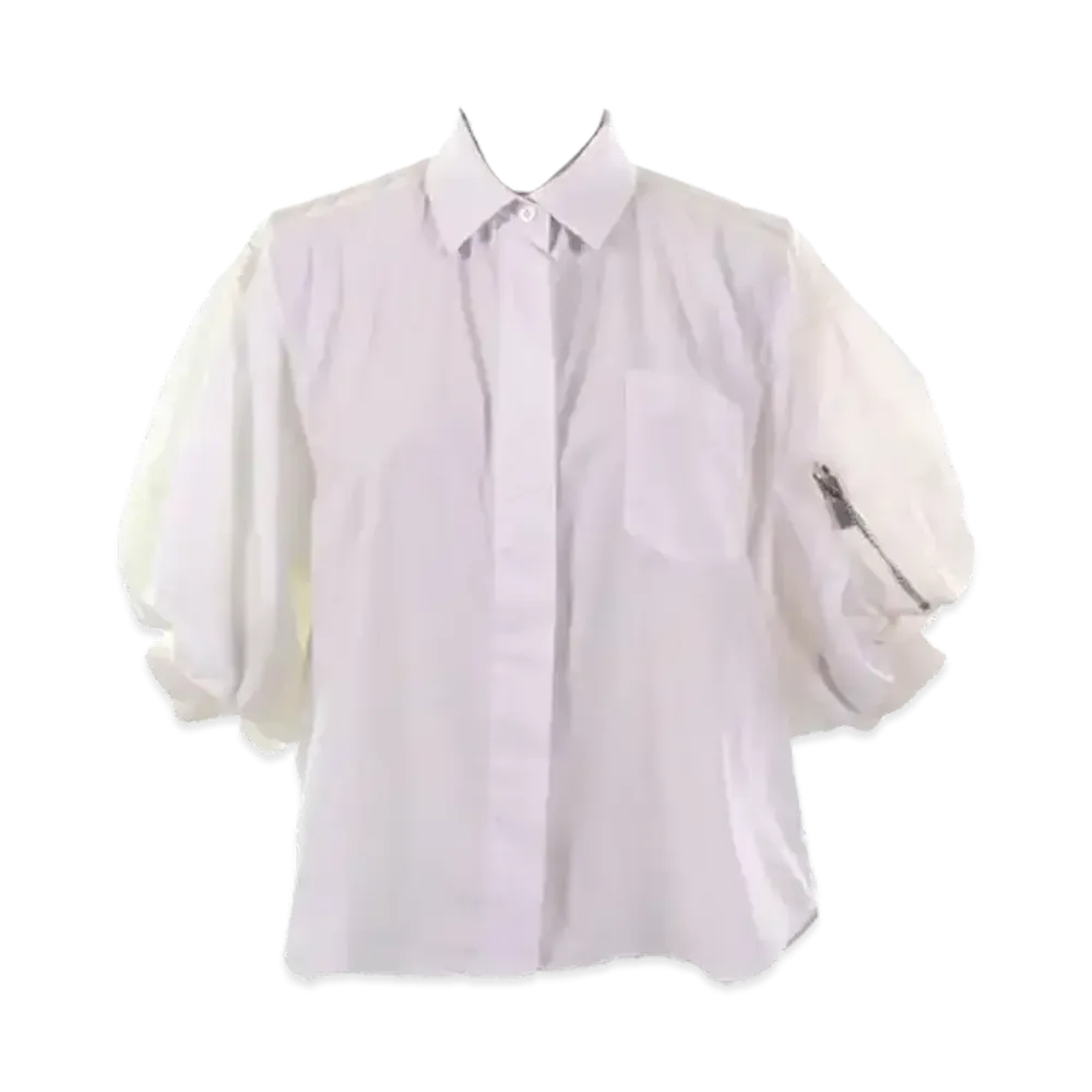 sacai MA-1 Puff Sleeve Docking Poplin Shirt "White"