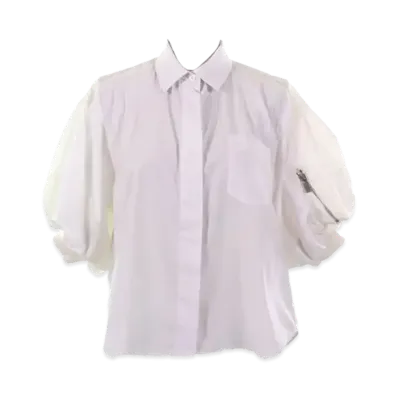 sacai MA-1 Puff Sleeve Docking Poplin Shirt "White"